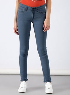 Buy Casual Slim Fit Jeans Denim Blue in UAE