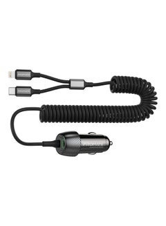 Buy 33W Car Charger with Lightning Connector And USB-C Cable Black in Egypt