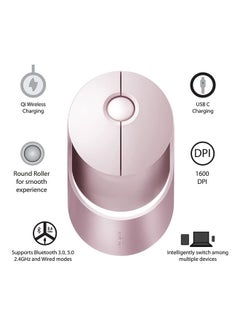 Buy AIR 1 Wireless Mouse with Multi-Device Technology (Bluetooth) & 1600 Adjustable DPI Button for Optical Tracking, Compatible with Windows / Chromebook / PC / Laptop Pink in UAE