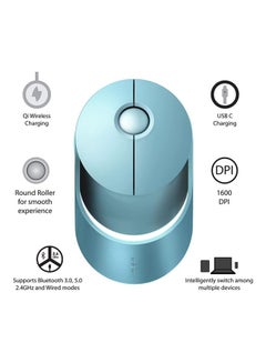 Buy Ralemo AIR 1 Wireless Mouse with Multi-Device Technology (Bluetooth) & 1600 Adjustable DPI Button for Optical Tracking, Compatible with Windows / Chromebook / PC / Laptop Blue in UAE