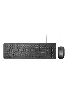 Buy Wired Keyboard with 1200 DPI Mouse, 106-Keys Quiet, Slim Design and Angled Kickstand, COMBO-KM2.EN Black in UAE