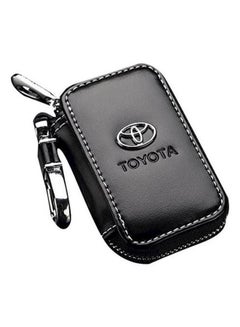 اشتري Black Leather Car Keychain Coin Holder Zipper Case Remote Wallet Bag (Toyota) في الامارات