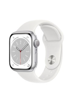 اشتري Watch Series 8 GPS + Cellular 45mm Silver Aluminium Case With سوار رياضي بلون أبيض في الامارات