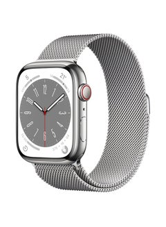 Buy Watch Series 8 GPS + Cellular 45mm Stainless Steel Case With Silver Milanese Loop in Saudi Arabia