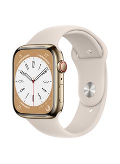 اشتري Watch Series 8 GPS + Cellular 45mm Gold Stainless Steel Case With Starlight Sport Band في السعودية