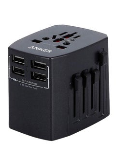 Buy Universal Travel Adapter with 4 USB Ports - Black in UAE