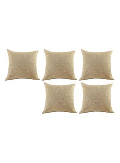 Buy 5-Piece Decorative Cushion Beige 25x25cm in Saudi Arabia