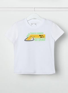 Buy Boys Crew Neck Short Sleeve T-Shirt Powder White in UAE