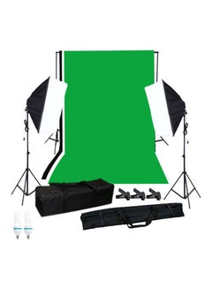 Buy Photography Softbox Lighting Kit With Studio Background Stand Black/White/Green in Saudi Arabia