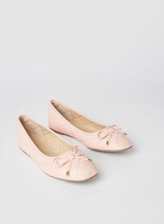 Buy Stylish Textured Flat Slip-On Ballerina Pink in Saudi Arabia