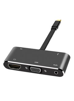 Buy 5-In-1 Type-C To HDMI 4K Adapter VGA Cable Audio USB 3.0 PD Converter HUB Black in Saudi Arabia