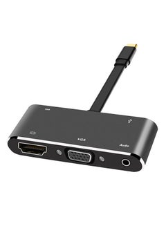 اشتري 5-In-1 Type-C To HDMI 4K Adapter VGA Cable Audio USB 3.0 PD Converter HUB Black في السعودية