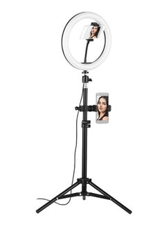 Buy 10 inch Ring Light With Tripod Stand And 360° Phone Holder Black/White/Silver in UAE