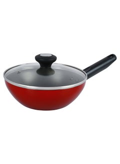 Buy Classique Covered Wok Glass Lid Red/Silver/Black 8/20cm in UAE