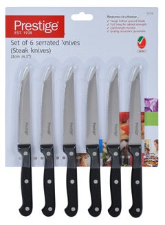 Buy 6-Piece Steak Knife Set Black/Silver 11cm in UAE