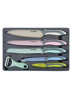 Buy 6-Piece Non Stick Knife Set Multicolour in UAE
