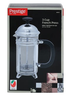 Buy 3-Cup French Press Silver/Black/Clear 6.2x4x9inch in UAE