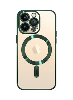 Buy iPhone 13 Pro Max Clear Case with MagSafe Wireless Charging Compatible Back Cover with Electroplating Shockproof Frame Green in Saudi Arabia