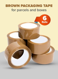 Buy 6 Rolls Packaging Tape 48mm x 20 Yard Brown in UAE