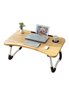 اشتري طاولة كمبيوتر محمول قابلة للطي مع جهاز iPad وحامل أكواب باللون البني بني 28x60x40سم في مصر