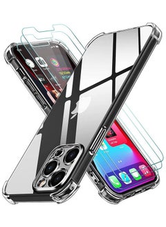 Buy Slim Soft TPU Shockproof Anti-Scratch Case For iPhone 13 Pro Max 6.7-inch with 3 Pack Tempered Glass Screen Protector Clear in Saudi Arabia