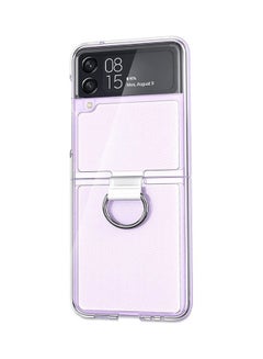 Buy Samsung Galaxy Z Flip 4 Case with Ring Holder Metal Finger Grip Bracket Folding Cover Compatible with Galaxy Z Flip4 6.7 inch Clear in UAE