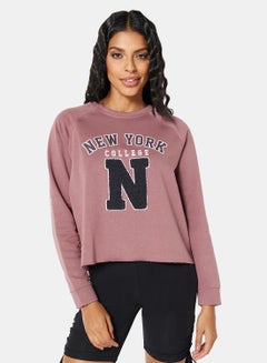 Buy New York Cropped Sweatshirt Mauve in UAE