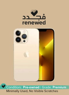 اشتري تم تجديده - iPhone 13 Pro بسعة 256 جيجابايت باللون الذهبي ومزود بتقنية 5G ومزود ببرنامج Facetime - إصدار عالمي في الامارات