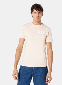 Buy Eco-Friendly Logo Essential Crew T-Shirt Peach in UAE