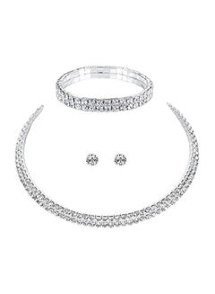 Buy Double Row Rhinestone Inlay Jewellery Set in UAE