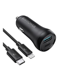 Buy Car Charger With Two Output PD/USB 38W Black in Saudi Arabia