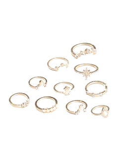 Buy 10-Piece Elegant Style Geometric Pattern Ring Set in UAE