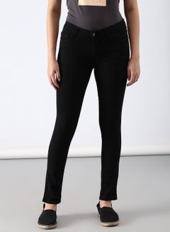 Buy Casual Slim Fit Jeans Black in Saudi Arabia