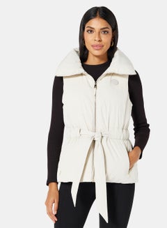Buy Sleeveless Padded Jacket Off White in Saudi Arabia