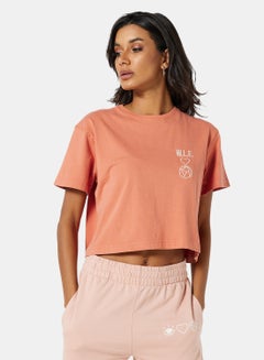 Buy Eco-Friendly Logo Loungewear Crop T-Shirt Dusty Orange in Saudi Arabia