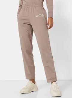 Buy Eco-Friendly Logo Loungewear Sweatpants Taupe in UAE