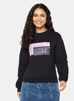 Buy Graphic Printed Sweatshirt Black in UAE