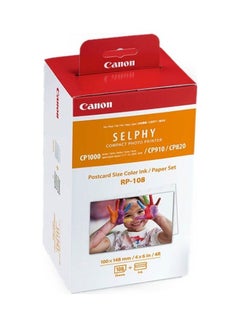 Buy SELPHY Compact Photo Printer Postcard Size Color Ink/Paper Set RP-108 Multicolour in Saudi Arabia