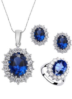 Buy 925 Sterling Silver Blue Sapphire Jewelry Set in Saudi Arabia