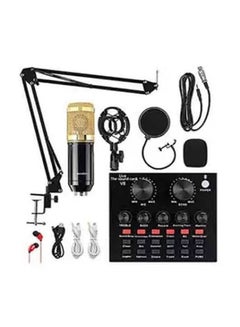 Buy Condenser Microphone BundleMic Kit with Live Sound Card, Adjustable Mic Suspension Scissor Arm BM8006 Gold in Saudi Arabia