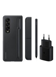Buy Z Fold 4 Note Package Standing Cover with Pen And Samsung 25W Travel Adapter - Black in UAE