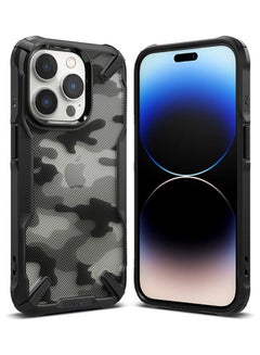 Buy Hard Fusion-X Ergonomic Transparent Shock Absorption TPU Bumper Cover for iPhone 14 Pro Camo Black in UAE