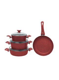 Buy 7-Piece Granite Cookware Set Maroon 24x24x10.5cm in Saudi Arabia