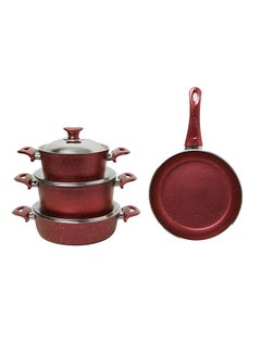 Buy 7-Piece Granite Cookware Set Red 24x24x10.5cm in Saudi Arabia