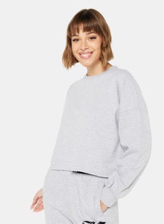 Buy Basic Cropped Sweatshirt Grey in Saudi Arabia