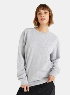 Buy Abstract Print Sweatshirt Grey in UAE