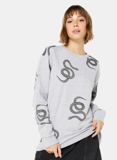 Buy Printed Sweatshirt Grey in UAE