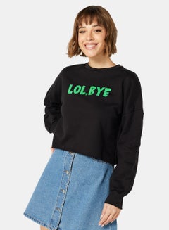Buy Cropped Sweatshirt Black in UAE