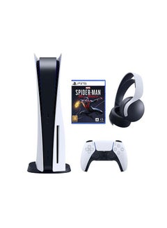 اشتري جهاز بلاي ستيشن 5 (نسخة القرص) وسماعة رأس لاسلكية ثلاثية الأبعاد ولعبة Spider-Man: Miles Morales في السعودية