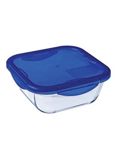 Buy Cook And Go Square Glass Food Storage Container/Roaster With Airtight And Leakproof 4 Clip Locking Lid Transparent 16x16x6cm in UAE